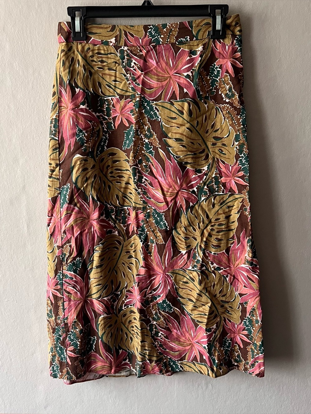 Madewell Crinkle Crepe Maxi Skirt Tropical Floral Linen Blend Size 2